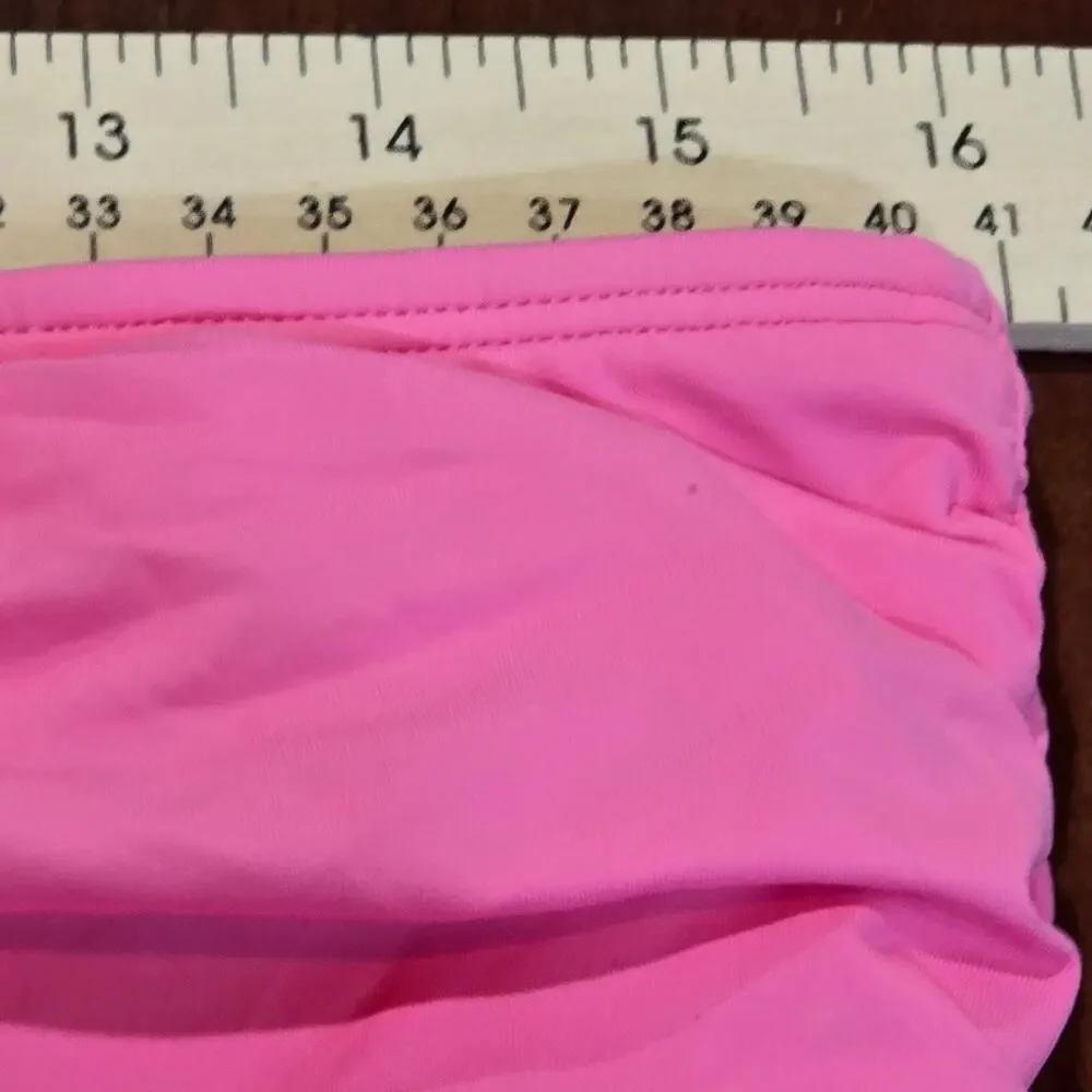 La Blanca Island Goddess Ruched Ruffle Swim Skirt Pink Bikini Bottom Size 12